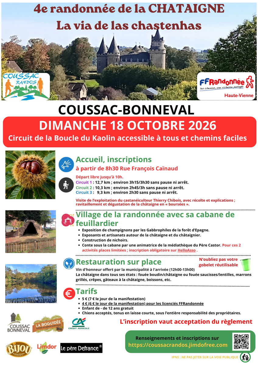 Rando et festivité autour de la Chataigne à Coussac Bonneval
